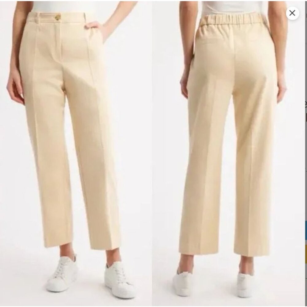 BOSS NEW Tecarino-W Trousers Beige Pants Elastic Waist Straight Women's 6 Casual